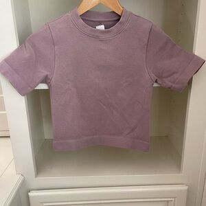 Everlane The Seamless Cropped Tee Crew Neck Ribbed Knit Dusty Lavender XS/S
